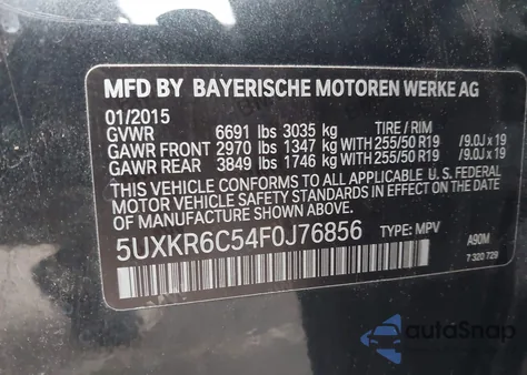 2015 BMW X5 xDrive50I из США, поврежденный, VIN 5UXKR6C54F0J76856